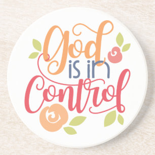 God is in de greep van het Christelijke christendo Zandsteen Onderzetter
