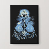 God is in de machine - Techno-Dystopian Design Button (Voorkant)