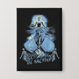 God is in de machine - Techno-Dystopian Design Button