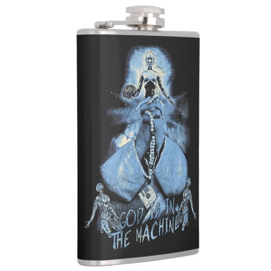 God is in de machine - Techno-Dystopian Design Heupfles (Rechts)