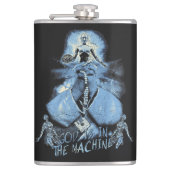 God is in de machine - Techno-Dystopian Design Heupfles (Voorkant)