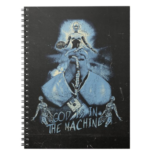 God is in de machine - Techno-Dystopian Design Notitieboek (Voorkant)