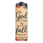 God is in haar bloemenvers thermosbeker (Voorkant)