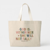 God is in haar Christelijke vrouwen gebaseerd op g Grote Tote Bag (Achterkant)
