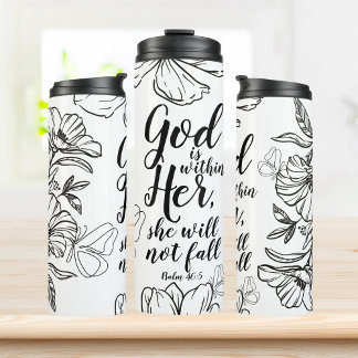 God is in haar Psalm 46:5 Bijbelvers geschenk Thermosbeker