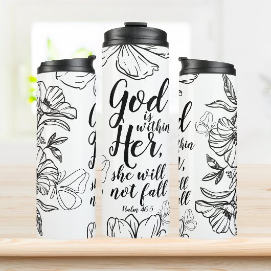 God is in haar Psalm 46:5 Bijbelvers geschenk Thermosbeker