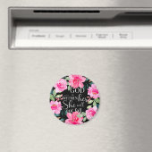 God is in haar - Psalm 46:5 Roze Bloem Magneet (Insitu (Vaatwasser))