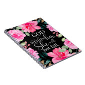 God is in haar - Psalm 46:5 Roze Bloem Notitieboek (Rechterzijde)