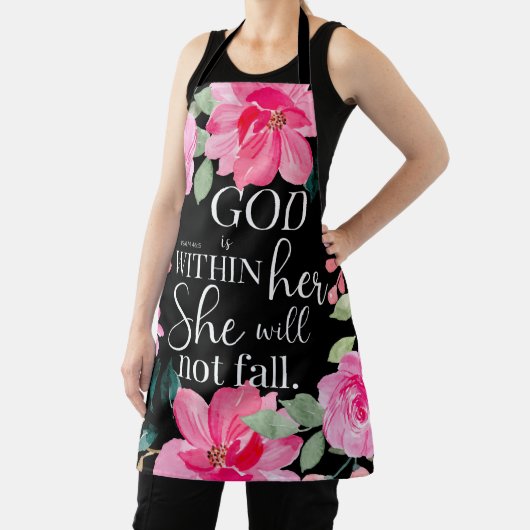 God is in haar - Psalm 46:5 Roze Bloem Schort (Insitu)