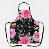 God is in haar - Psalm 46:5 Roze Bloem Schort (Voorkant)