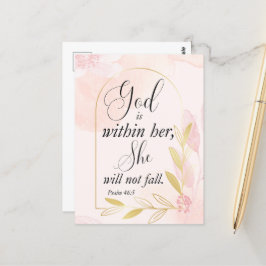 God is in haar Psalm 46:5 Roze Botanisch Briefkaart