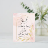 God is in haar Psalm 46:5 Roze Botanisch Briefkaart (Staand voorkant)