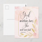 God is in haar Psalm 46:5 Roze Botanisch Briefkaart (Voorkant / Achterkant)