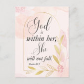 God is in haar Psalm 46:5 Roze Botanisch Briefkaart (Voorkant)