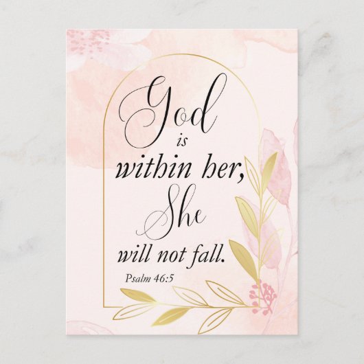 God is in haar Psalm 46:5 Roze Botanisch Briefkaart (Voorkant)