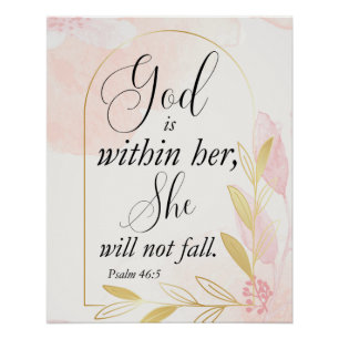 God is in haar Psalm 46:5 Roze Botanisch Perfect Poster