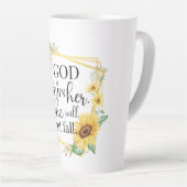 God is in haar - Psalm 46:5 Zonnebloem Christelijk Latte Mok (Rechterhoek)