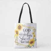 God is in haar - Psalm 46:5 Zonnebloem Christelijk Tote Bag (Voorkant)