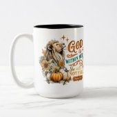 God is in haar... tweekleurige koffiemok (Links)