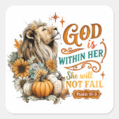 God is in haar... vierkante sticker (Voorkant)