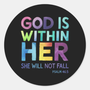 God is in haar, zij zal niet falen Psalm 465 Reli Ronde Sticker