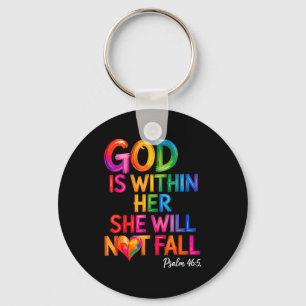 God is in haar, zij zal niet vallen Psalm 46-5 Sleutelhanger