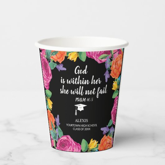 God is in Zijn Christelijke Afstuderen Papieren Bekers (Voorkant)