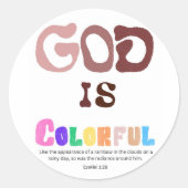 God is Kleurrijke Sticker, Regenboog Tekst Sticker (Voorkant)