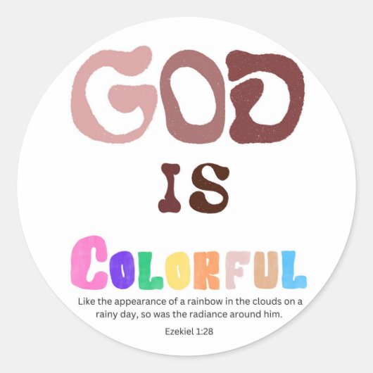 God is Kleurrijke Sticker, Regenboog Tekst Sticker (Voorkant)