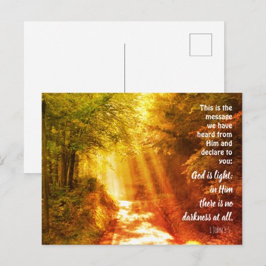 God is licht, Aangepast Christelijk Briefkaart (Voorkant / Achterkant)