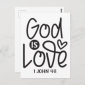 God is liefde. 1 Johannes 4:8 Bijbelgeschrift Briefkaart (Voorkant / Achterkant)