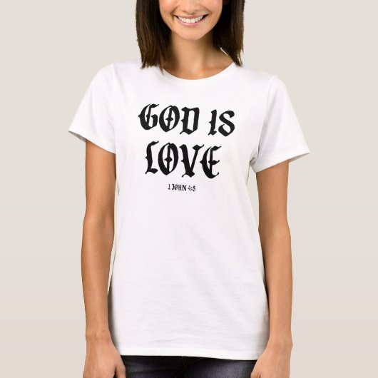 God is liefde 1 John 48 Alpha Omega Couture T-shirt (Voorkant)