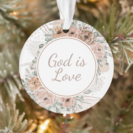 God is Liefde Aquarel Bloemen Acryl Ornament (Boom)
