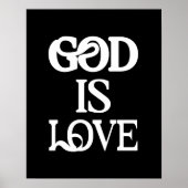 God is liefde" Artistieke geloofstypografie Poster (Voorkant)
