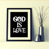 God is liefde" Artistieke geloofstypografie Poster
