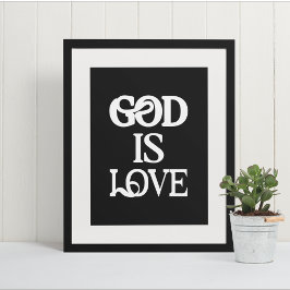 God is liefde" Artistieke geloofstypografie Poster