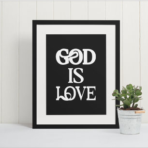 God is liefde" Artistieke geloofstypografie Poster