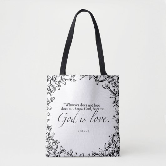 God is liefde Bijbelcitaat Canvas tas (Voorkant)