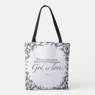 God is liefde Bijbelcitaat Canvas tas