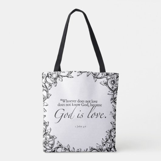 God is liefde Bijbelcitaat Canvas tas (Achterkant)