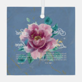 God is liefde Bijbelvers Blauw Bloemen Christelijk Glas Ornament (Achterkant)