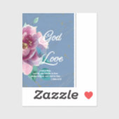 God is liefde Bijbelvers Blauw Bloemen Christelijk Sticker (Vel)