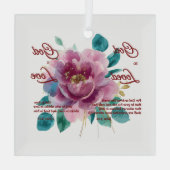 God is liefde Bijbelvers Bloemrijk Christelijk Glas Ornament (Achterkant)