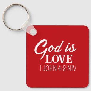 God is Liefde Bijbelvers Christelijk Geloof Rood Sleutelhanger