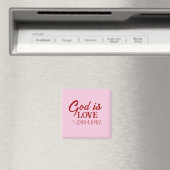 God is Liefde Bijbelvers Christelijk Geloof Roze Magneet (Insitu (Vaatwasser))