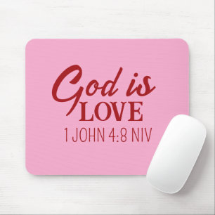 God is Liefde Bijbelvers Christelijk Geloof Roze Muismat