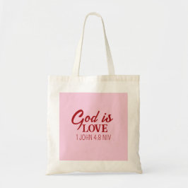 God is Liefde Bijbelvers Christelijk Geloof Roze Tote Bag
