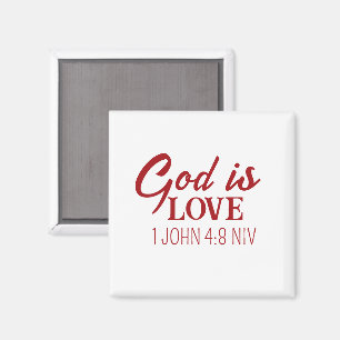 God is Liefde Bijbelvers Christelijk Geloof Wit Magneet