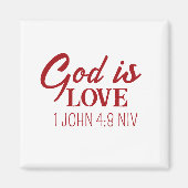 God is Liefde Bijbelvers Christelijk Geloof Wit Magneet (Voorkant)