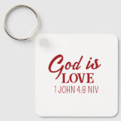 God is Liefde Bijbelvers Christelijk Geloof Wit Sleutelhanger (Voorkant)
